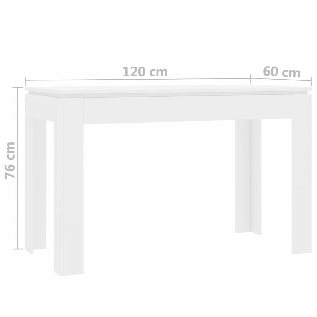 Valgomojo stalas, 120x60x76cm, baltos spalvos цена и информация | Virtuvės ir valgomojo stalai, staliukai | pigu.lt