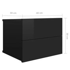 Naktinė spintelė, juoda, 40x30x30cm, ypač blizgi kaina ir informacija | Spintelės prie lovos | pigu.lt