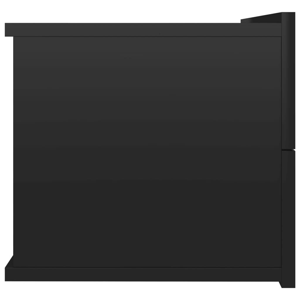Naktinės spintelės, 2vnt., juodos, 40x30x30cm, blizgios цена и информация | Spintelės prie lovos | pigu.lt
