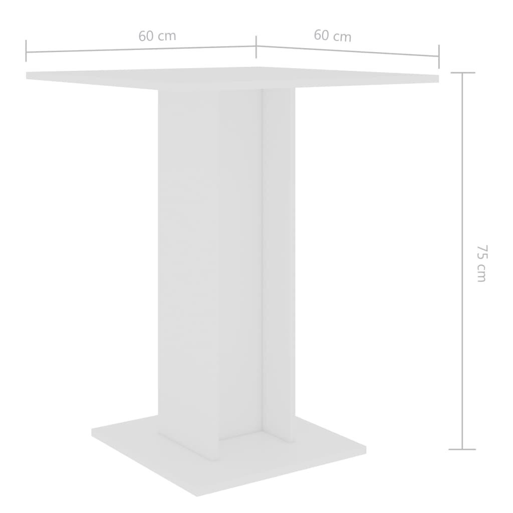 Bistro staliukas vidaXL, 60x60x75 cm, MDP, baltos spalvos цена и информация | Virtuvės ir valgomojo stalai, staliukai | pigu.lt