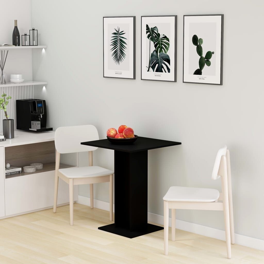 Bistro staliukas vidaXL, 60x60x75 cm, MDP, juodos spalvos kaina ir informacija | Virtuvės ir valgomojo stalai, staliukai | pigu.lt