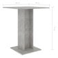 Bistro staliukas vidaX, 60x60x75 cm, MDP, betono pilkos spalvos kaina ir informacija | Virtuvės ir valgomojo stalai, staliukai | pigu.lt