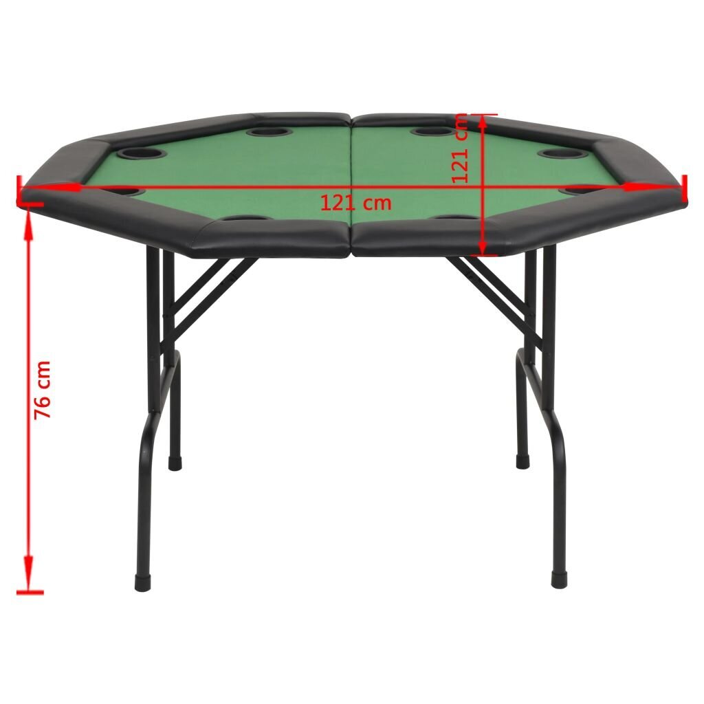 Pokerio stalas, sulankst., 8 žaid., 2d., aštuonkampis, žalias kaina ir informacija | Azartiniai žaidimai, pokeris | pigu.lt