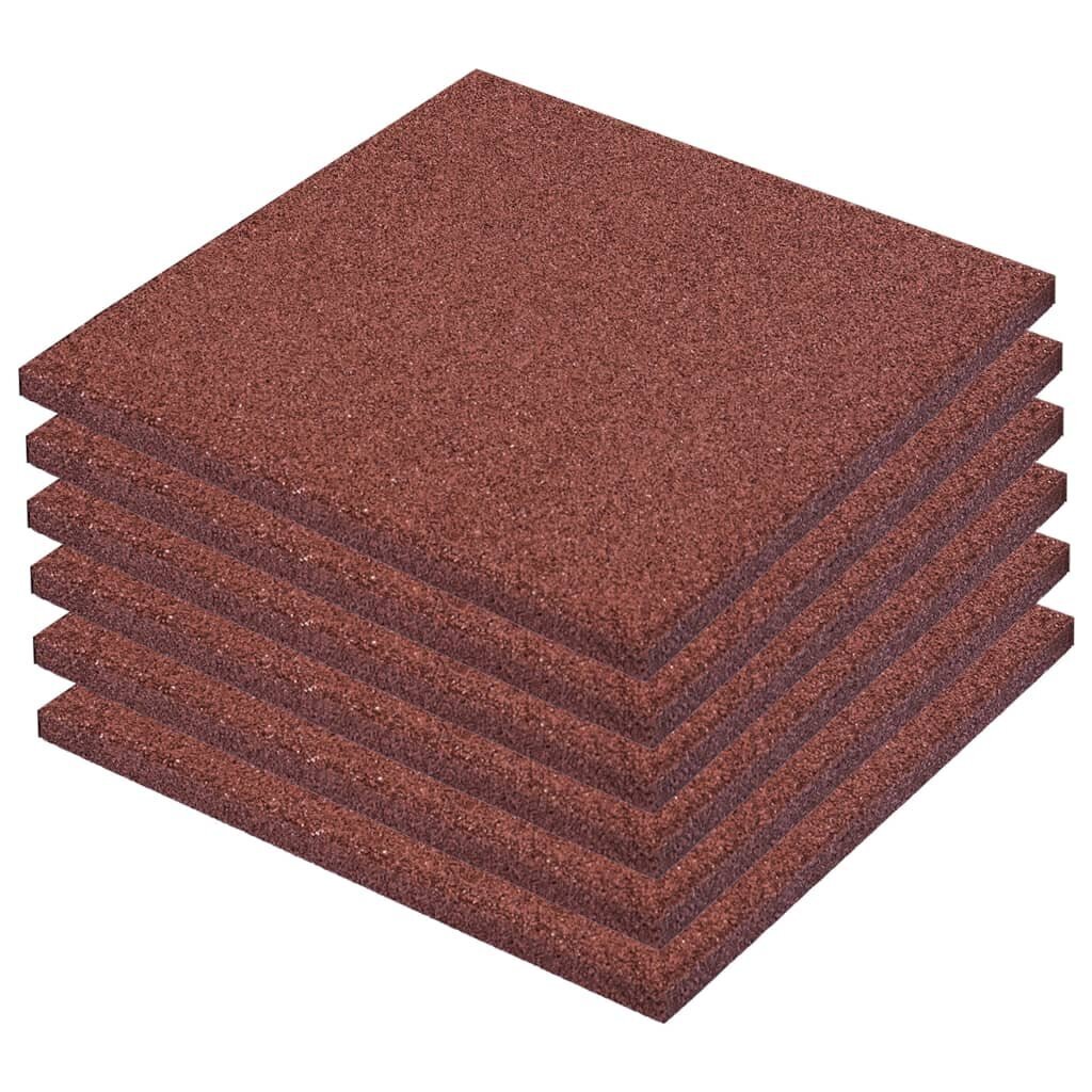 Plytelės apsaug. nuo kritimų, 6vnt., raudonos, 50x50x3cm, guma цена и информация | Terasos grindys | pigu.lt