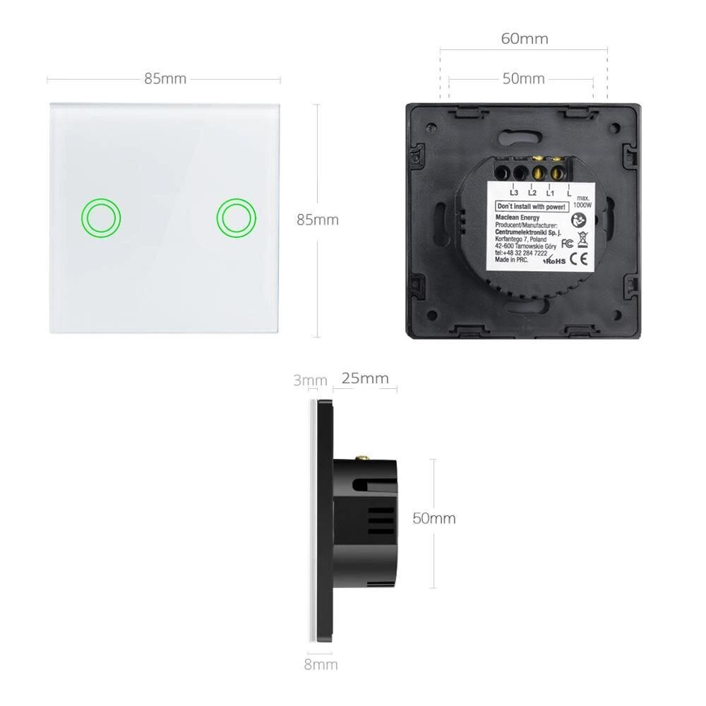 Maclean Touch Light Switch rozetė цена и информация | Elektros jungikliai, rozetės | pigu.lt