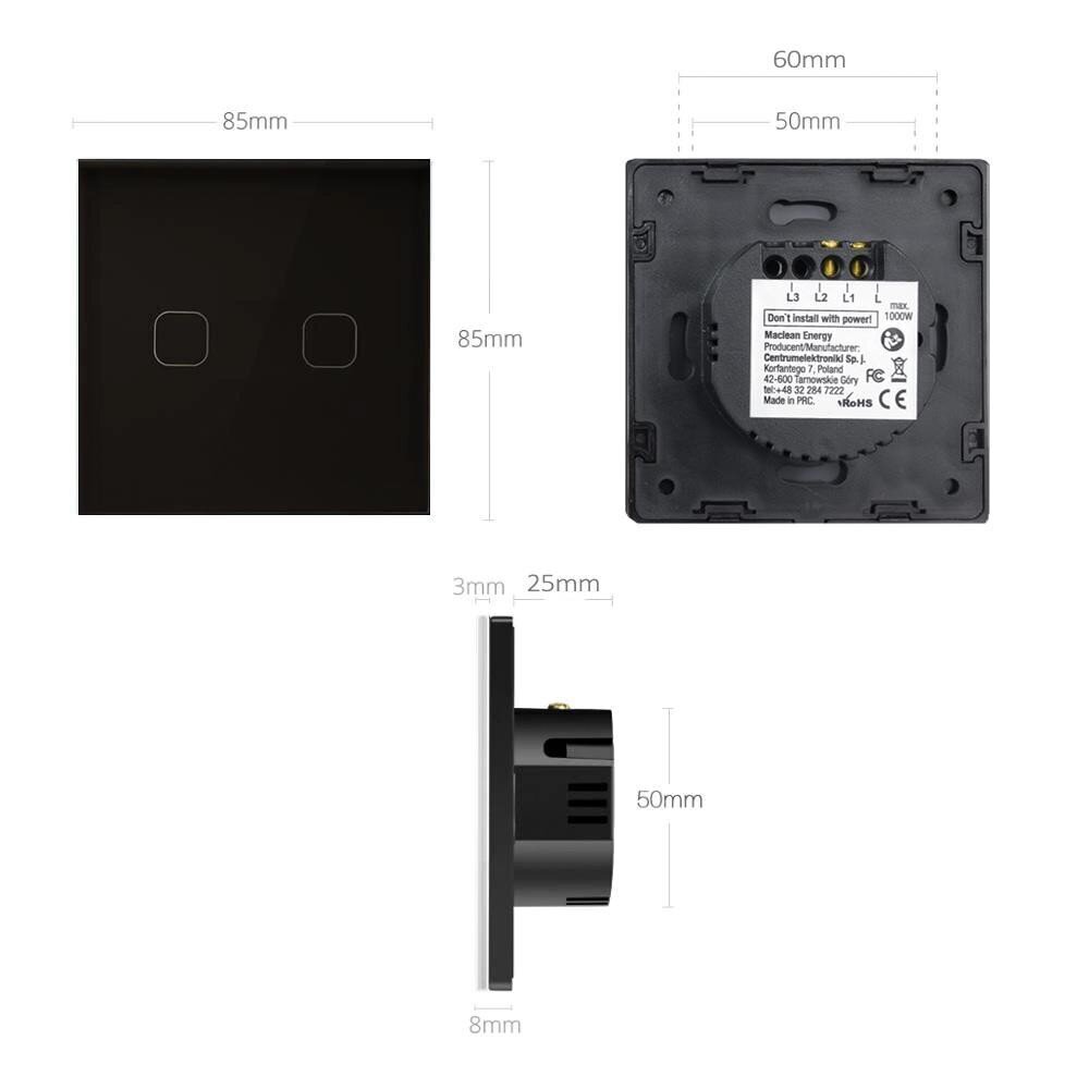 Maclean Touch Light Switch jungiklis kaina ir informacija | Elektros jungikliai, rozetės | pigu.lt