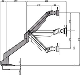 MB VESA Gas Lift Arm Single Black 15inch цена и информация | Кронштейны для монитора | pigu.lt