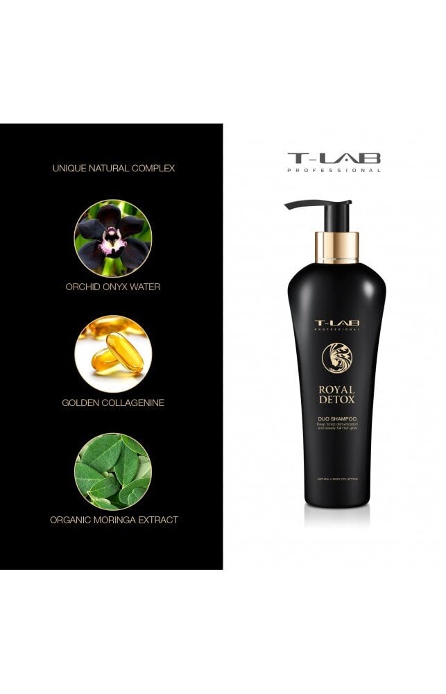 Detoksikuojantis šampūnas plaukams T-LAB Professional Royal Detox Duo Shampoo 300 ml kaina ir informacija | Šampūnai | pigu.lt