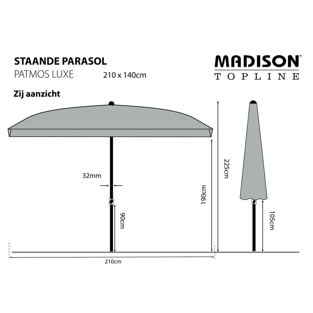 Madison skėtis nuo saulės Patmos Luxe, smėlio, 210x140 cm, stačiakampis kaina ir informacija | Skėčiai, markizės, stovai | pigu.lt