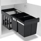 Ištraukiama virtuvės spintelės šiukšliadėžė rūšiavimui, 36l, juodos spalvos kaina ir informacija | Šiukšliadėžės | pigu.lt
