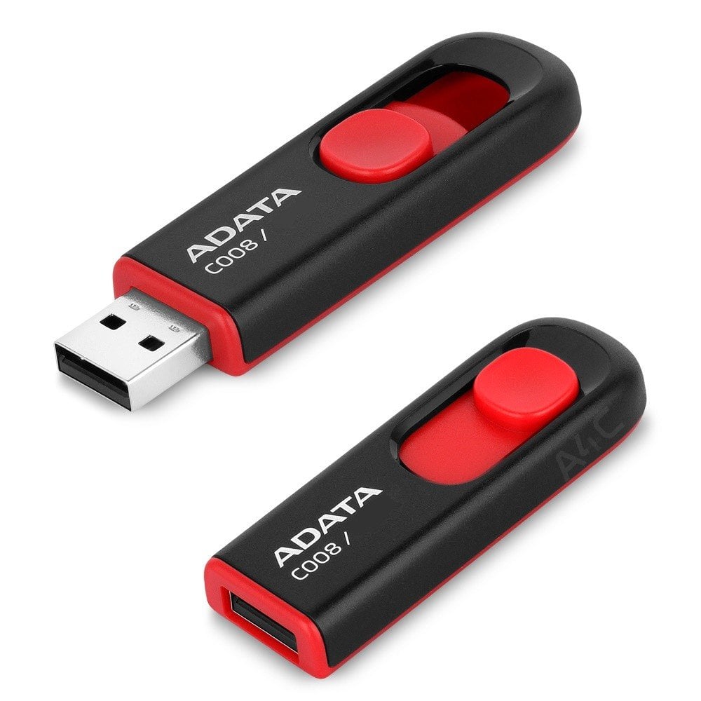 Atmintinė A-data C008 64GB, USB 2.0, Juoda/Raudona