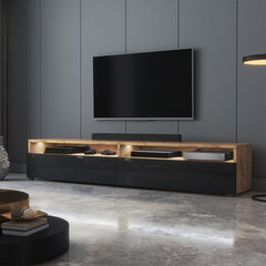 ТВ столик Selsey Rednaw 180 LED, коричневый/черный цена и информация | Тумбы под телевизор | pigu.lt