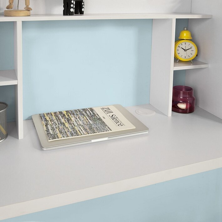 Sieninis rašomasis stalas SoBuy FWT18-W, baltas kaina ir informacija | Kompiuteriniai, rašomieji stalai | pigu.lt