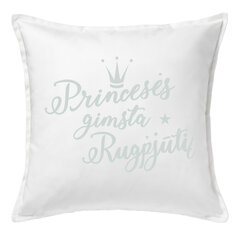 Dekoratyvinė pagalvėlė „Princesės gimsta rugpjūtį“, balta kaina ir informacija | Dekoratyvinės pagalvėlės ir užvalkalai | pigu.lt