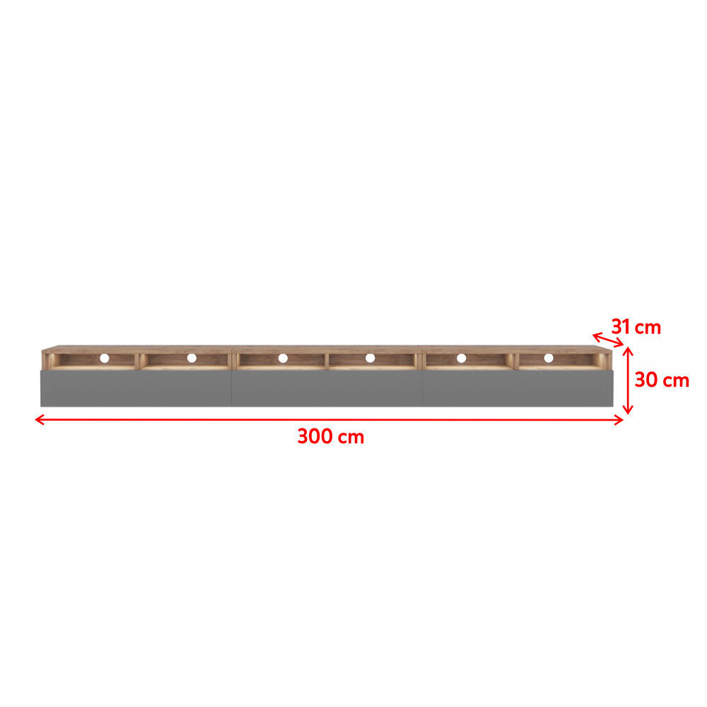 TV staliukas Selsey Rednaw 300 LED, rudas/pilkas цена и информация | TV staliukai | pigu.lt