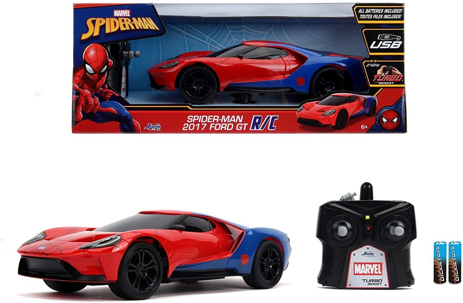 Radijo bangomis valdomas automodelis Marvel RC Spiderman 2017 Ford GT 1:16 kaina ir informacija | Žaislai berniukams | pigu.lt