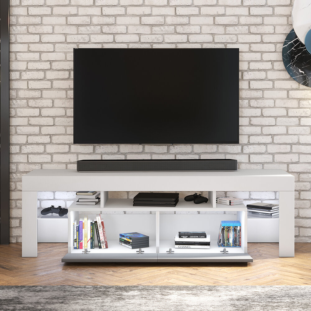 TV staliukas Selsey Vergon LED, baltas/pilkas kaina ir informacija | TV staliukai | pigu.lt