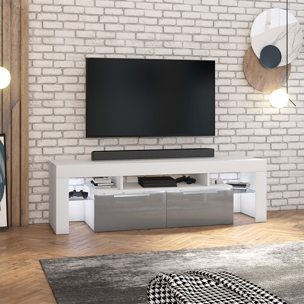 TV staliukas Selsey Vergon LED, baltas/pilkas kaina ir informacija | TV staliukai | pigu.lt