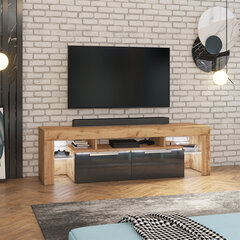 ТВ столик Selsey Vergon LED, коричневый/черный цена и информация | Тумбы под телевизор | pigu.lt