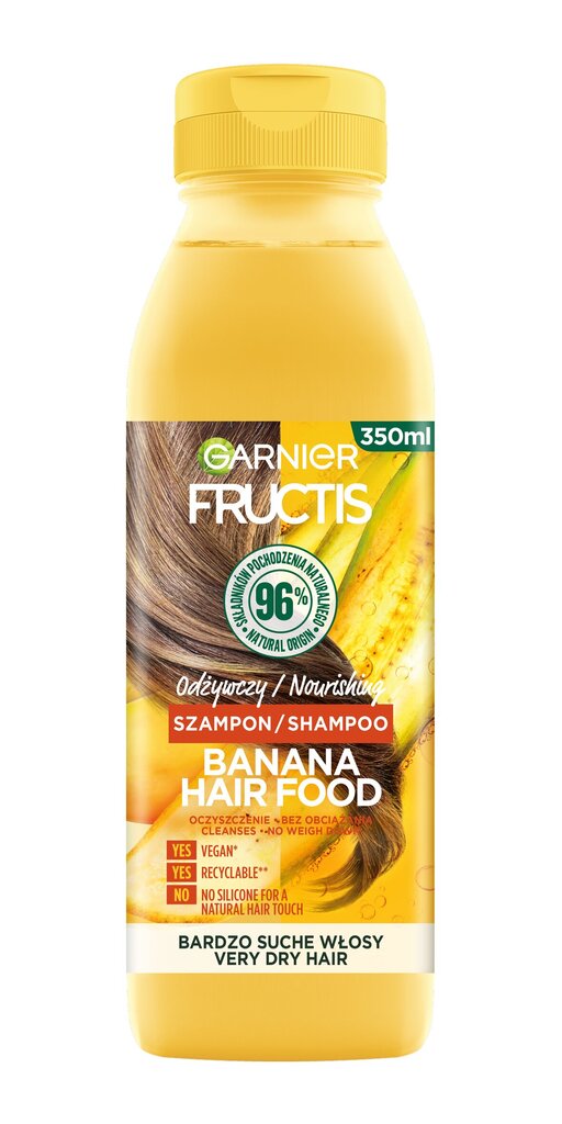 Plaukų šampūnas Garnier Fructis Banana Hair Food 350 ml kaina ir informacija | Šampūnai | pigu.lt