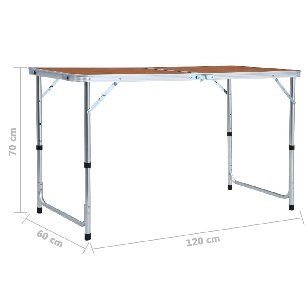 Sulankstomas stovyklavimo stalas, 120x60 cm, aliuminis kaina ir informacija | Turistiniai baldai | pigu.lt