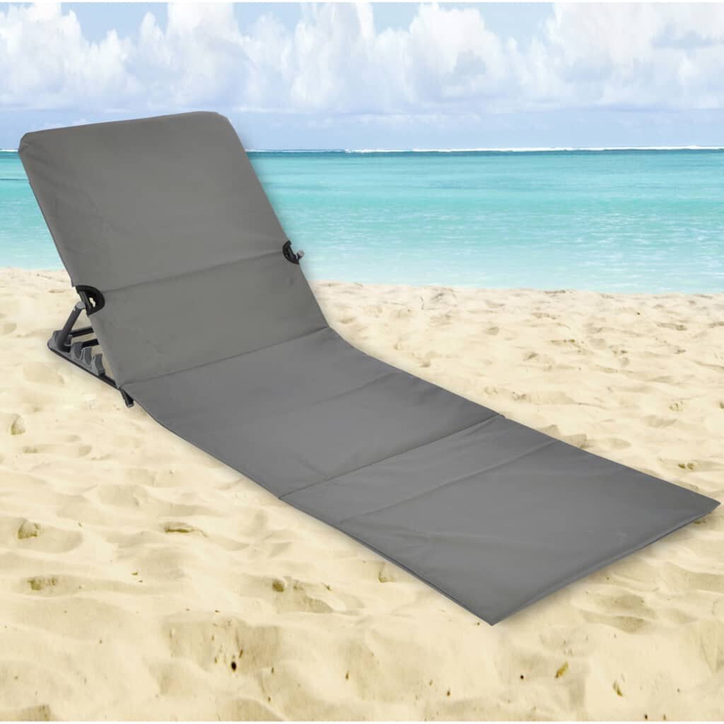 HI Sulankstomas paplūdimio kilimėlis-kėdė, pilkos sp., PVC kaina ir informacija | Lauko kėdės, foteliai, pufai | pigu.lt
