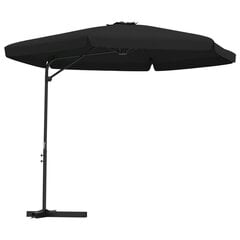Lauko skėtis vidaXL su plieniniu stulpu, 300cm, juodas цена и информация | Зонты, маркизы, стойки | pigu.lt
