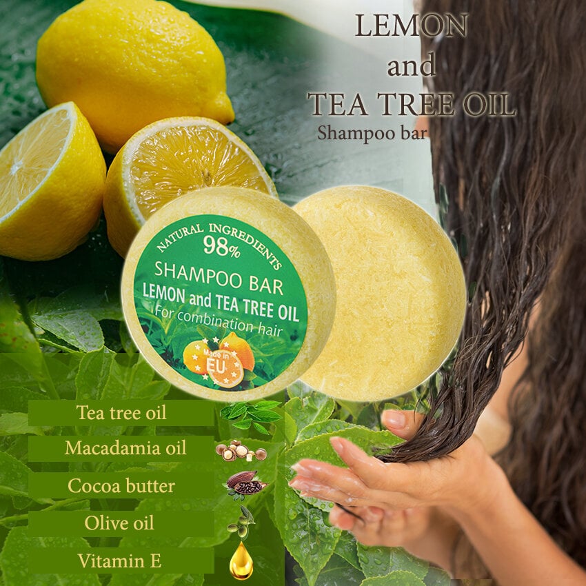 Kietas šampūnas LEMON AND TEA TREE Saules Fabrika 60 g цена и информация | Šampūnai | pigu.lt