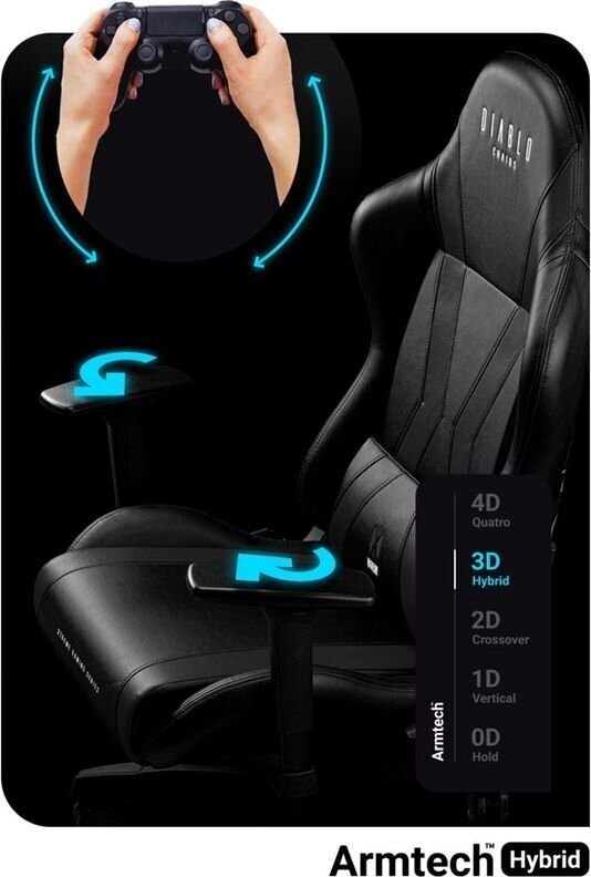 Žaidimų kėdė Diablo X-Horn 2.0, juoda (dydis L) цена и информация | Biuro kėdės | pigu.lt