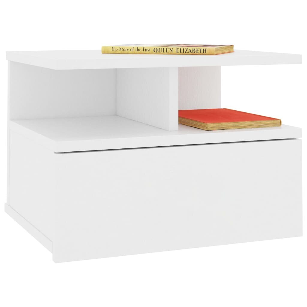 Pakabinamas naktinis staliukas, baltos sp., 40x31x27cm kaina ir informacija | Spintelės prie lovos | pigu.lt