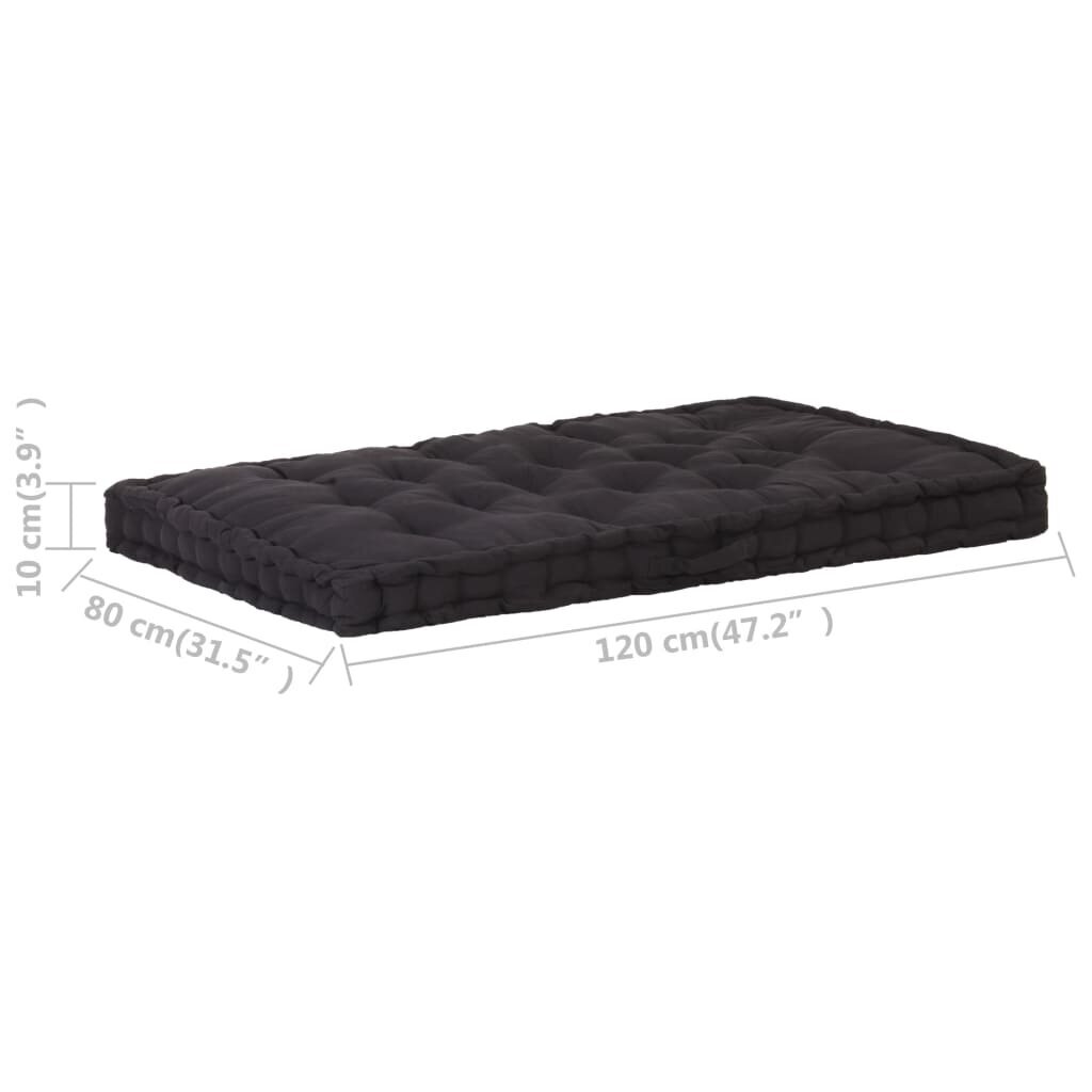 Paletės/grindų pagalvėlė, juodos spalvos, 120x80x10cm, medvilnė kaina ir informacija | Pagalvės, užvalkalai, apsaugos | pigu.lt