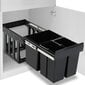 Ištraukiama virtuvės spintelės šiukšliadėžė rūšiavimui, 48 l, juoda kaina ir informacija | Šiukšliadėžės | pigu.lt