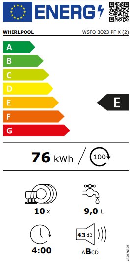 Whirlpool WSFO 3O23 PF X цена и информация | Indaplovės | pigu.lt