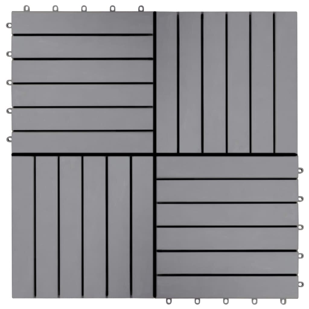Grindų plytelės, 30 vnt., pilkos, 30x30 cm, akacijos masyvas цена и информация | Terasos grindys | pigu.lt