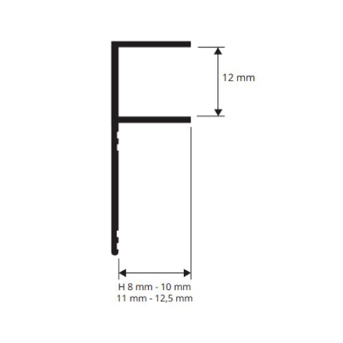 Anoduoto aliuminio profilis Prolistel Chanel, h-12,5 mm, 2.7m kaina ir informacija | Sujungimo profiliai | pigu.lt