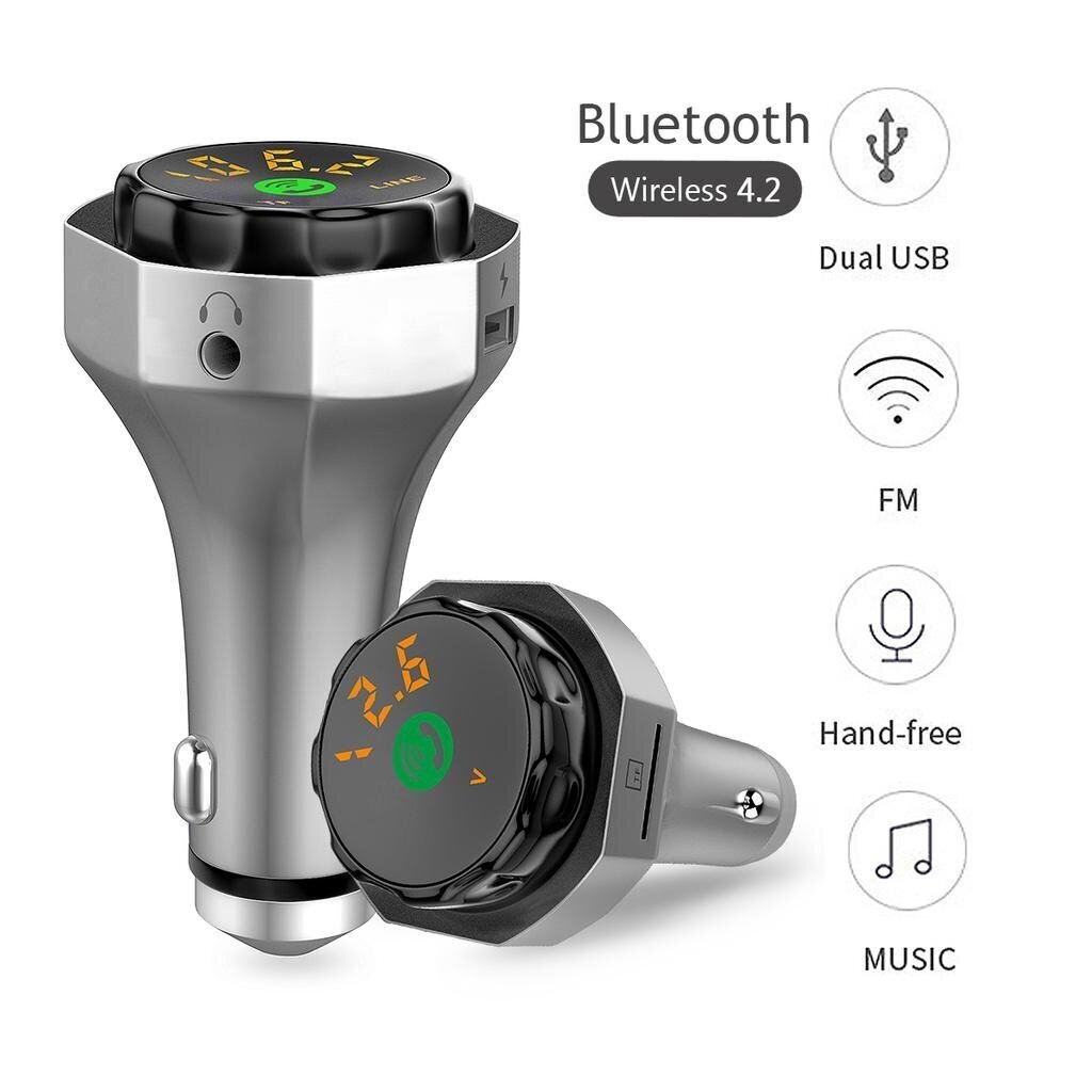 Bluetooth FM moduliatorius, įkroviklis AP06 - Su laisvų rankų įranga ir saugos plaktuku kaina ir informacija | FM moduliatoriai | pigu.lt