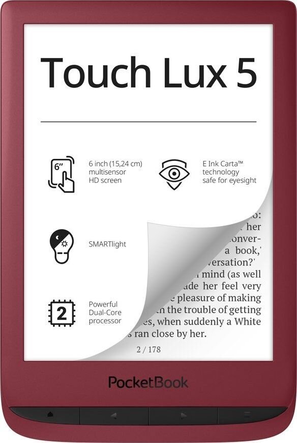 PocketBook Touch Lux 5 (PB628-R-WW) цена и информация | Elektroninių knygų skaityklės | pigu.lt