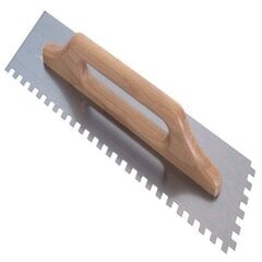 Зубчатый шпатель с квадратными зубьями и деревянной рукоятью, 12 мм, 48 х 13 см. цена и информация | Механические инструменты | pigu.lt