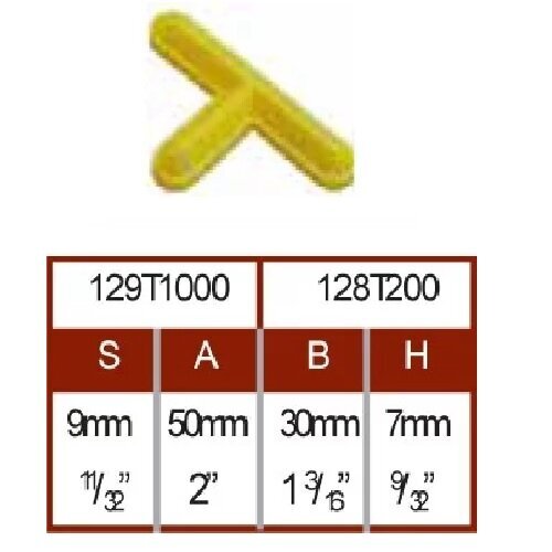 Kryžiukai plytelių tarpams T formos, 9 mm (200 vnt.) kaina ir informacija | Plytelės sienoms | pigu.lt
