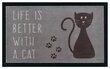 Durų kilimėlis Life is better with a cat 45x75 cm kaina ir informacija | Durų kilimėliai | pigu.lt