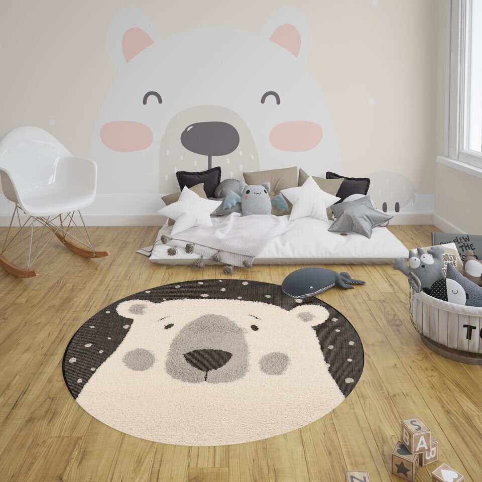 Zala Living vaikiškas kilimas Vini Icebear Emmet, 120x120 cm, apvalus цена и информация | Kilimai | pigu.lt