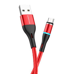 Borofone Cable BU16 Skill magnetic - USB to Micro USB - 2,4A 1,2 metres red цена и информация | Кабели для телефонов | pigu.lt