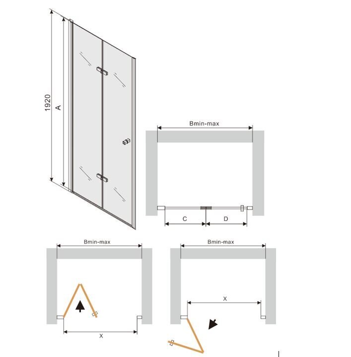 Dušo durys Mexen Lima 70,80,90,100,110,120x190 cm, grey цена и информация | Dušo durys ir sienelės | pigu.lt