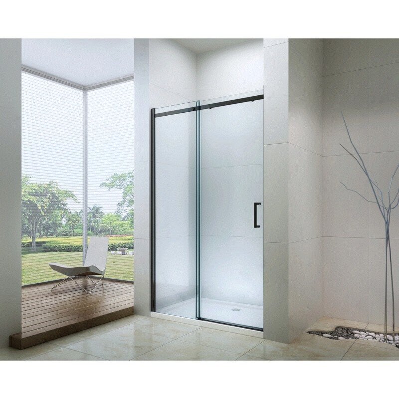 Stumdomos dušo durys Mexen Omega, 8 mm, 100,120,130,140,150,160x190 cm, black kaina ir informacija | Dušo durys ir sienelės | pigu.lt