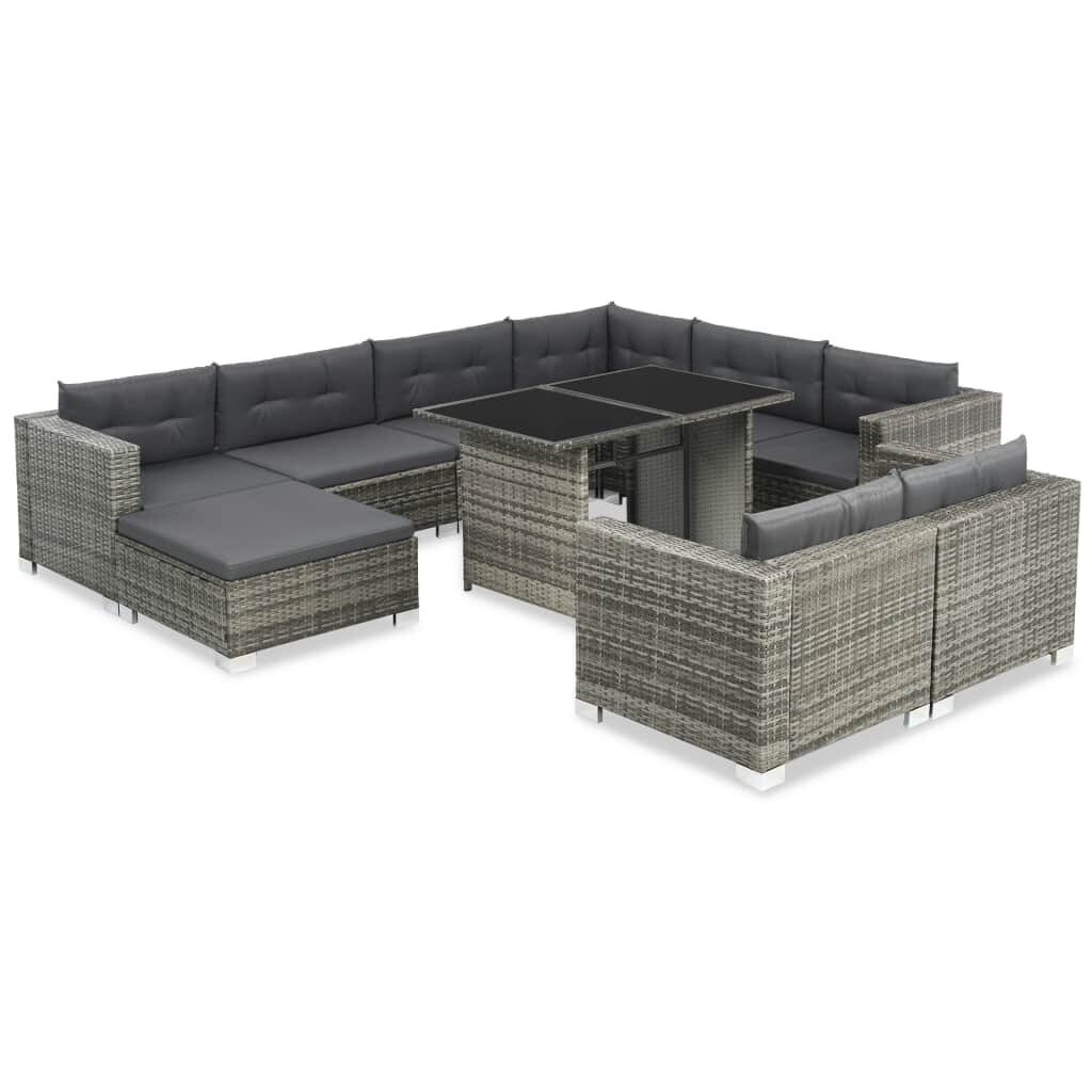 Lauko sofos komplektas, 28d., poliratanas, pilkas kaina ir informacija | Lauko baldų komplektai | pigu.lt