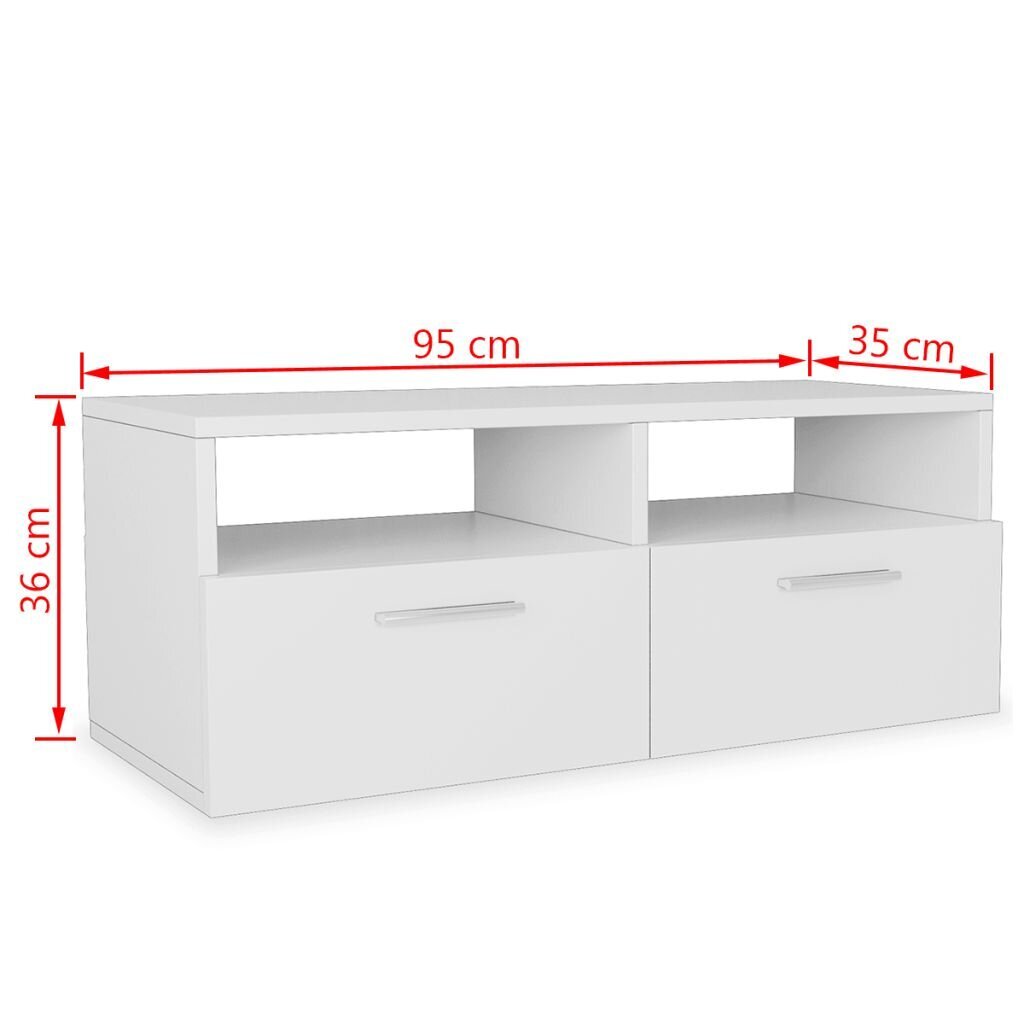 Tv spintelės, 95x35x36 cm, baltos, 2 vnt. kaina ir informacija | TV staliukai | pigu.lt