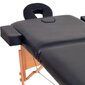 2 zonų sulankstomas masažinis stalas, 10 cm storio, juodas kaina ir informacija | Masažo reikmenys | pigu.lt