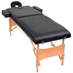 2 zonų sulankstomas masažinis stalas, 10 cm storio, juodas цена и информация | Аксессуары для массажа | pigu.lt