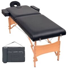 2 zonų sulankstomas masažinis stalas, 10 cm storio, juodas kaina ir informacija | Masažo reikmenys | pigu.lt