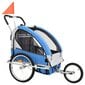 2-1 Vaikiškas dviratis-priekaba ir vežimėlis, mėlyna ir pilka kaina ir informacija | Dviračių priekabos, vėžimėliai | pigu.lt
